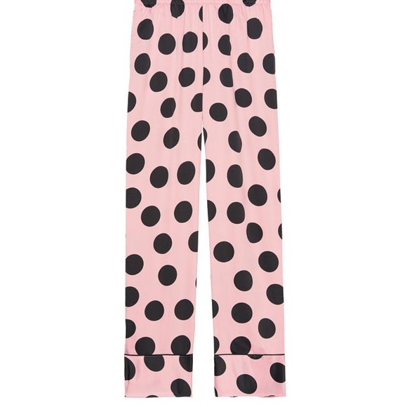NWT L VS Satin PJ Pant Pink Polka Dot - Picture 13 of 15